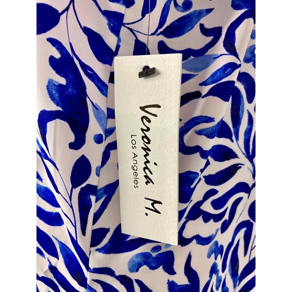 Veronica M Top Frederick Split Neck Blouse Women Large Blue White NWT Pleated - Picture 5 of 8